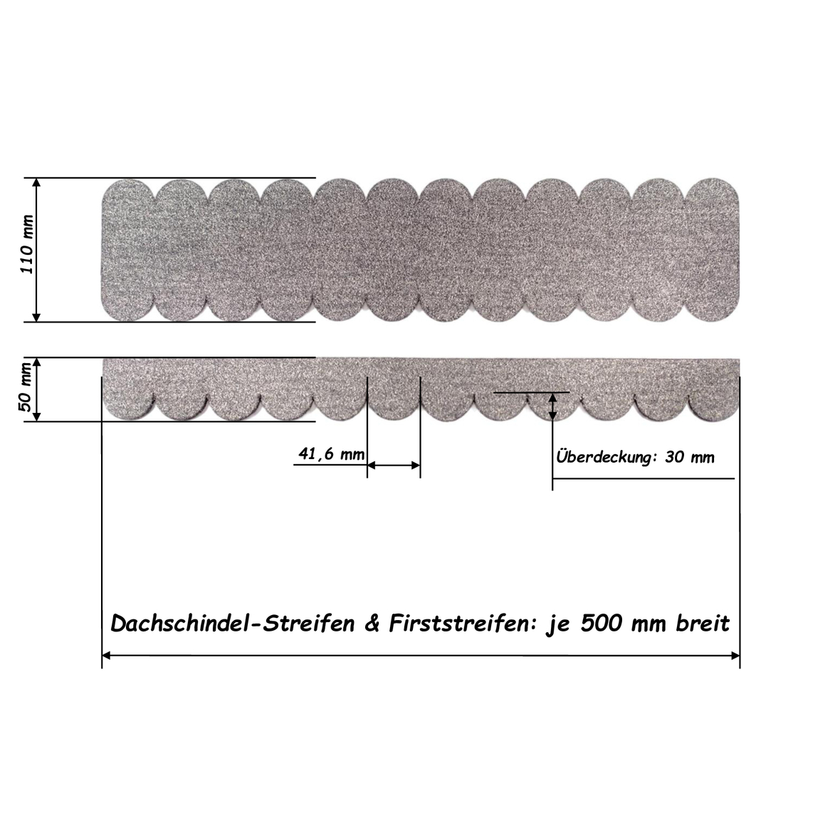 1 Set Dachschindeln Rund 41 mm grau - 8