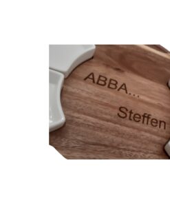 Runde Käseplatte aus Holz mit Käsebesteck - 3