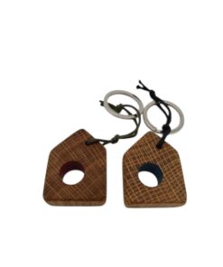 Schlüsselanhänger Holz Eiche mit farbigem Loch - 12
