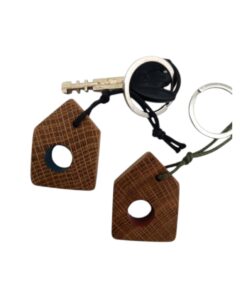 Schlüsselanhänger Holz Eiche mit farbigem Loch - 13
