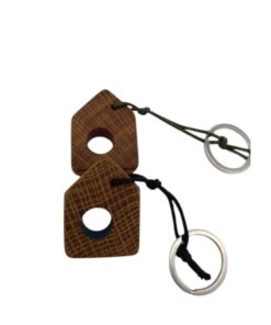 Schlüsselanhänger Holz Eiche mit farbigem Loch - 3