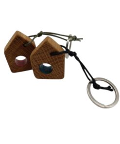 Schlüsselanhänger Holz Eiche mit farbigem Loch - 7
